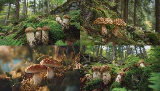 松茸森林野生松茸高清在线视频素材下载