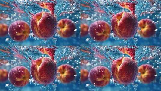 桃子入水瞬间特写高清在线视频素材下载