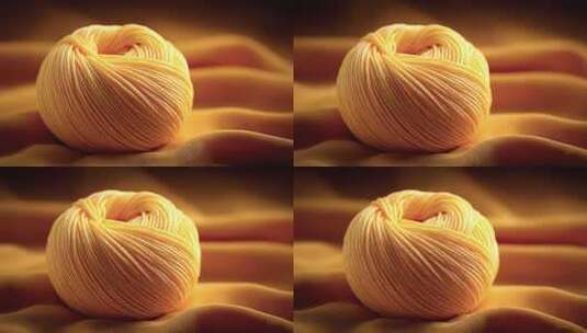 柔软毛线球静置于丝绸之上高清在线视频素材下载