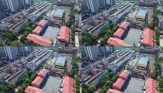 成都东郊记忆创意园文创园工厂旧址白昼航拍高清在线视频素材下载