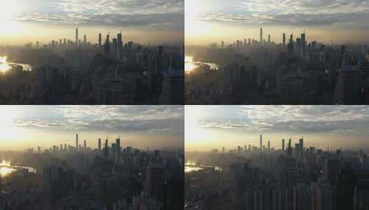 晨曦中的都市天际线高清在线视频素材下载