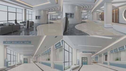 现代中医院门诊大厅空镜合集高清在线视频素材下载