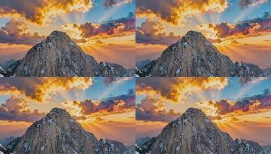 雪山壮丽日出风光高清在线视频素材下载