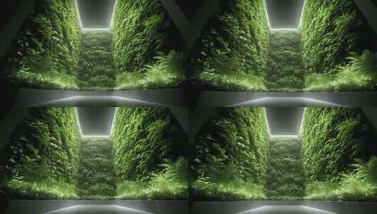 室内垂直绿化墙体的生态建筑展示高清在线视频素材下载