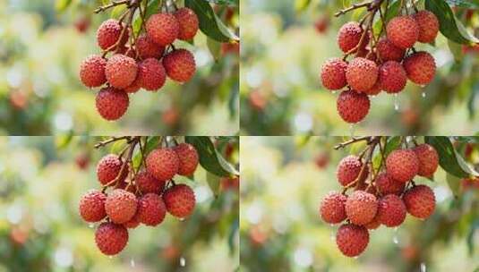 雨后荔枝果园挂满果实治愈风光视频高清在线视频素材下载