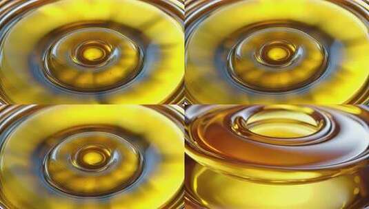 金色粘稠液体漩涡特写高清在线视频素材下载