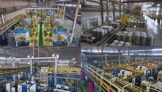 现代化工厂自动化生产线 轮毂制造汽车配件高清在线视频素材下载