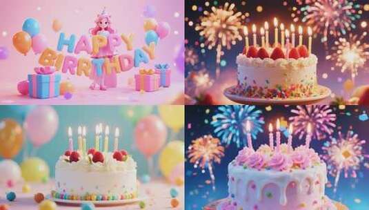 欢乐生日派对3D动画背景高清在线视频素材下载