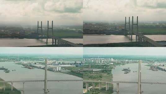 移轴镜头下的灌江口大桥高清在线视频素材下载