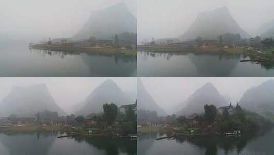 神秘湘西首八峒村小船划过酉水河高清在线视频素材下载