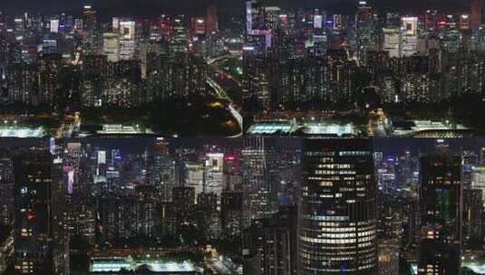 城市写字楼加班夜景航拍高清在线视频素材下载