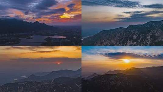 青山日出航拍高清在线视频素材下载