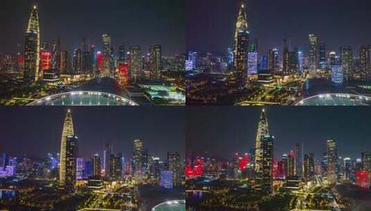 深圳城市夜景航拍延时高清在线视频素材下载