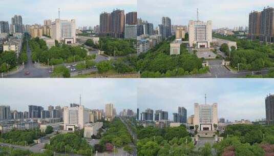 航拍衡阳市公安局办公大楼高清在线视频素材下载