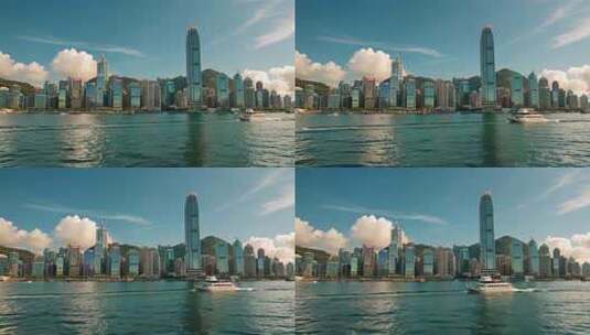 香港维多利亚港城市建筑景观高清在线视频素材下载