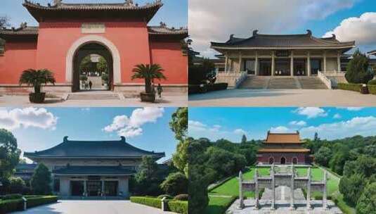 中式古建筑全景高清在线视频素材下载