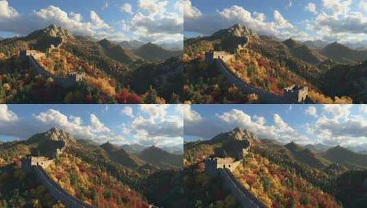 古长城万里长城航拍云海长城日出长城云雾高清在线视频素材下载