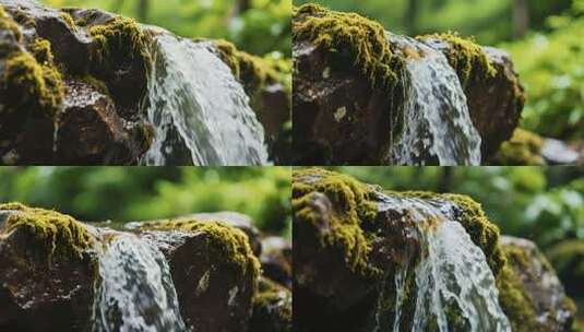 岩石上流淌的自然水流素材高清在线视频素材下载