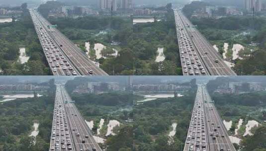 虎门大桥假期返程车流高峰高清在线视频素材下载