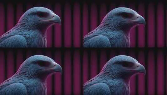 蓝色调老鹰特写目光深邃高清在线视频素材下载