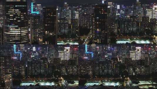 城市写字楼加班夜景航拍高清在线视频素材下载