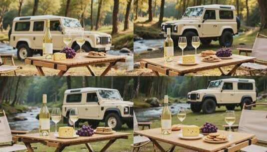 户外露营场景下的野餐布置高清在线视频素材下载