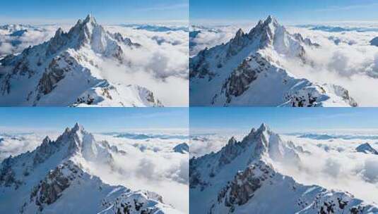 雪山云海航拍云雾缭绕高清在线视频素材下载