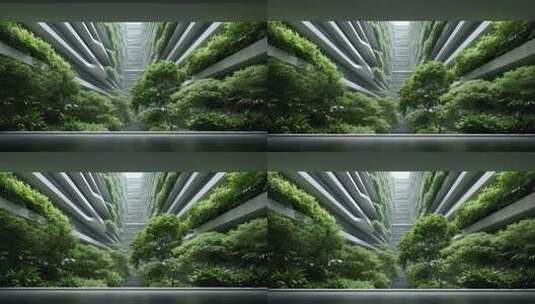垂直绿化建筑群体现城市生态和谐发展高清在线视频素材下载