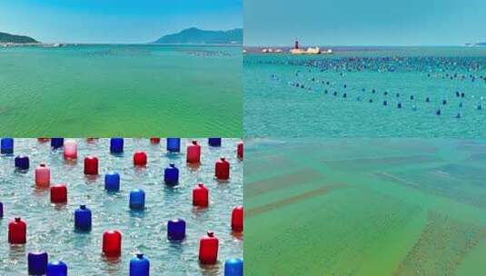 海面上漂浮的彩色塑料瓶高清在线视频素材下载