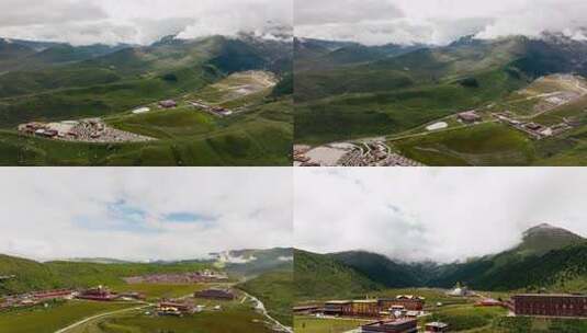 佐钦大圆满寺（竹庆寺）3 高原建筑群鸟瞰高清在线视频素材下载