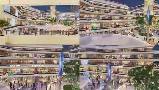 下沉式商场内部全景高清在线视频素材下载