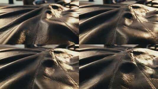 黑色皮革质感特写高清在线视频素材下载