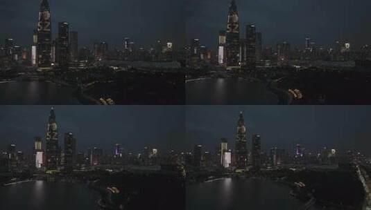 深圳城市夜景航拍全景高清在线视频素材下载