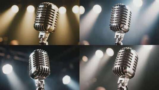 舞台复古麦克风特写高清在线视频素材下载
