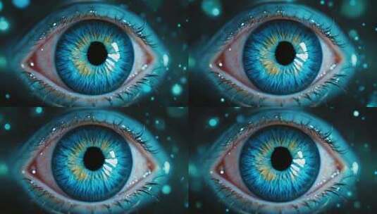 蓝色眼睛微距特写高清在线视频素材下载