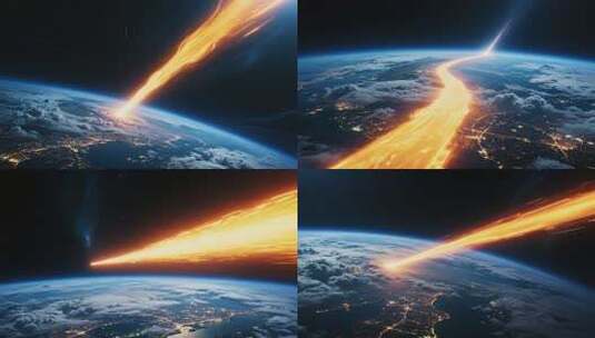 流星划过地球夜空景象高清在线视频素材下载