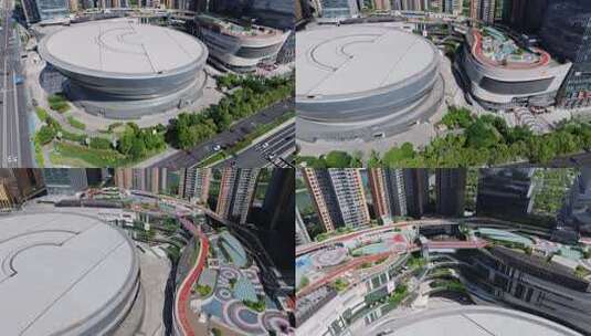 成都金融城大魔方招商花园城和演艺中心航拍高清在线视频素材下载