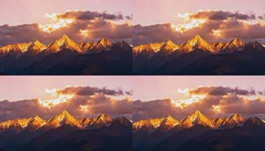 雪山日出壮丽山脉景观高清在线视频素材下载