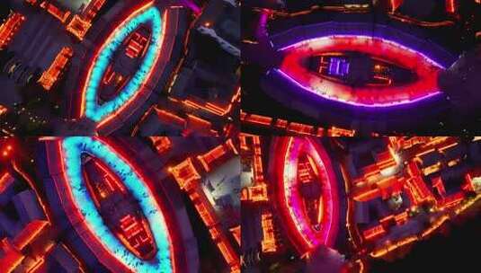 航拍台儿庄古城天使之眼高清在线视频素材下载