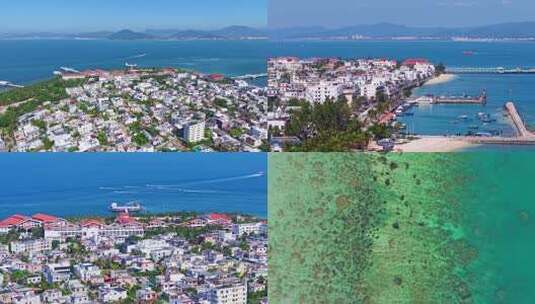 海南省三亚市西岛蔚蓝海洋自然风景航拍合集高清在线视频素材下载