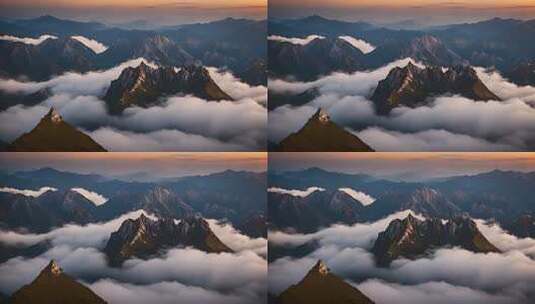 云海环绕的山脉景观高清在线视频素材下载