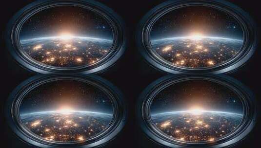 太空舱视角俯瞰地球星光璀璨高清在线视频素材下载