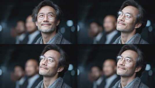 亚洲商业精英团队展望未来高清在线视频素材下载