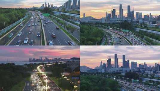 深圳福田黄昏夜景高清在线视频素材下载