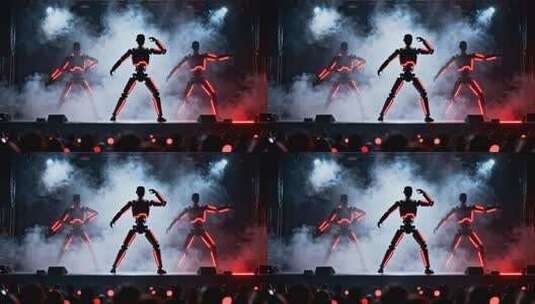 舞台上机器人舞蹈表演高清在线视频素材下载