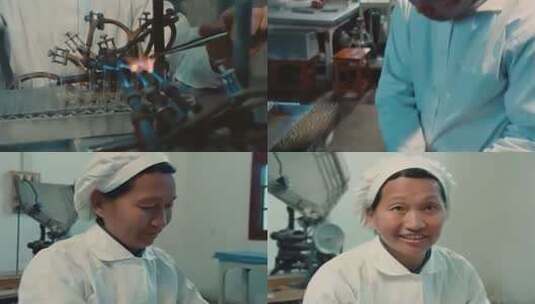 70年代轻工业发展 药品生产车间高清在线视频素材下载