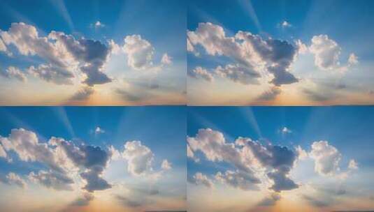日出日落光芒万丈黄昏夕阳金色阳光穿透云层高清在线视频素材下载