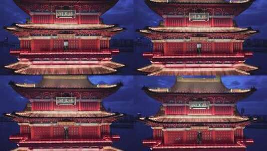 江西南昌滕王阁夜景灯光秀高清在线视频素材下载