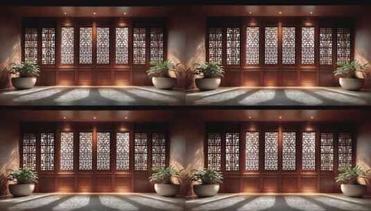 中式古典建筑光影变幻尽显东方意境高清在线视频素材下载