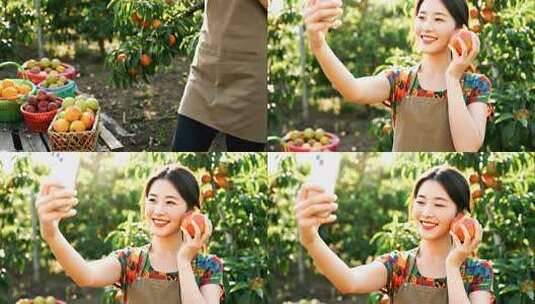 秋分女孩直播电商助农视频高清在线视频素材下载